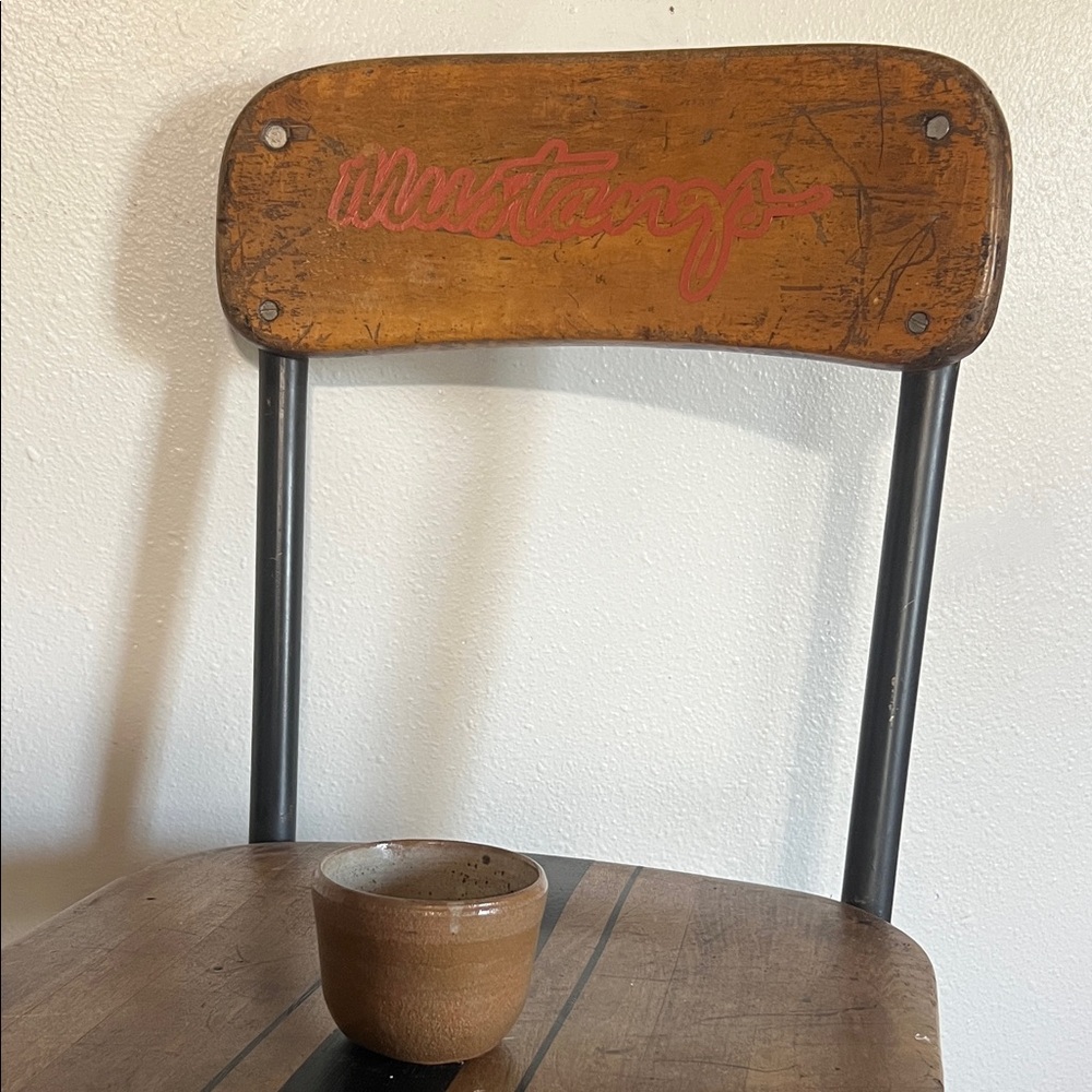 Handmade small pottery bowl brown and cream glaze natural